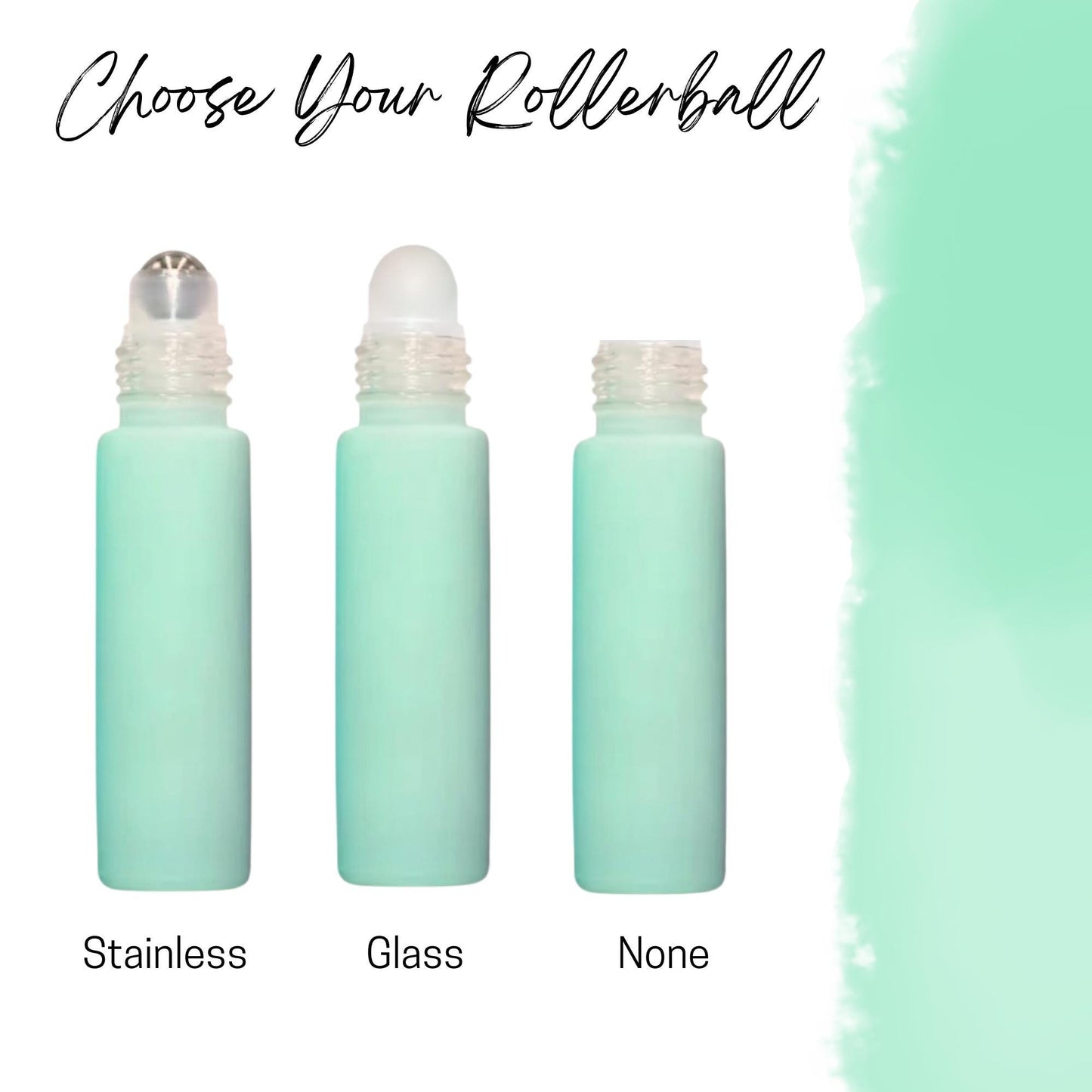Matte Mint Green Glass Roller Bottle with Bamboo Cap • 10ml Essential Oil Roller • Glass or Stainless Rollerball • Refillable