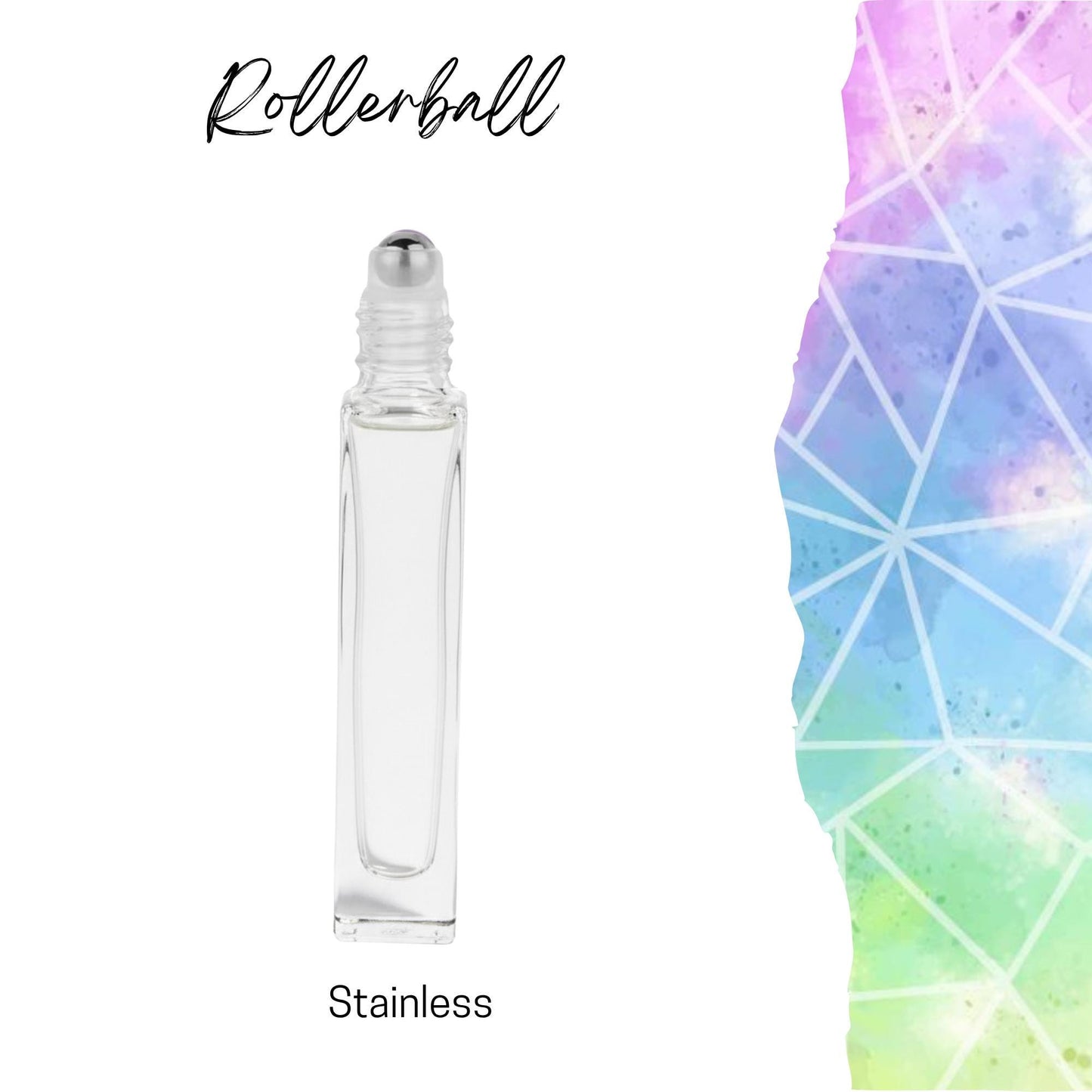 Tall Square Clear Glass Roller Bottle with Bamboo Cap • 10ml Essential Oil Roller • Stainless Rollerball • Signature Shapes • Refillable
