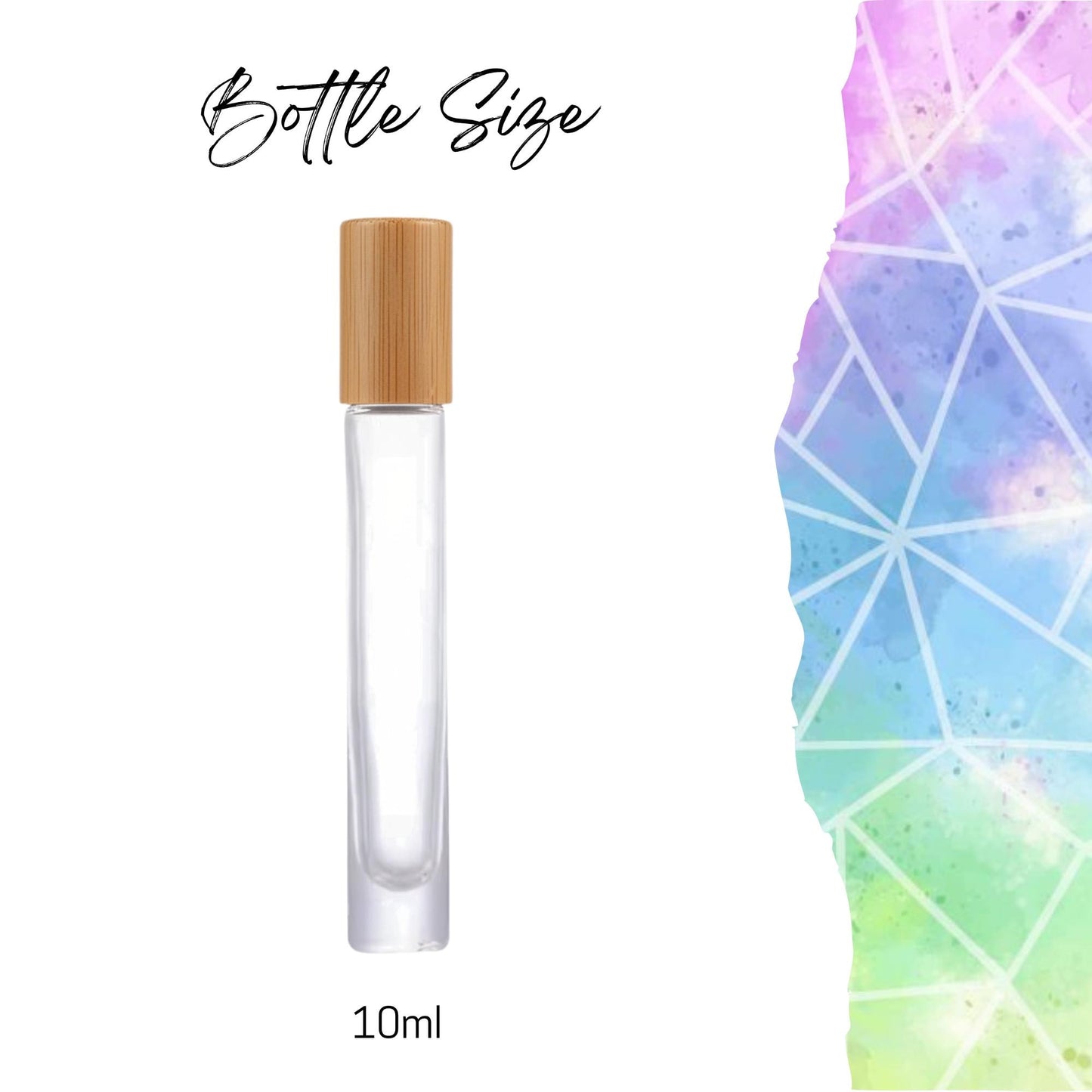 Tall Round Clear Glass Roller Bottle with Bamboo Cap • 10ml Essential Oil Roller • Stainless Rollerball • Signature Shapes • Refillable