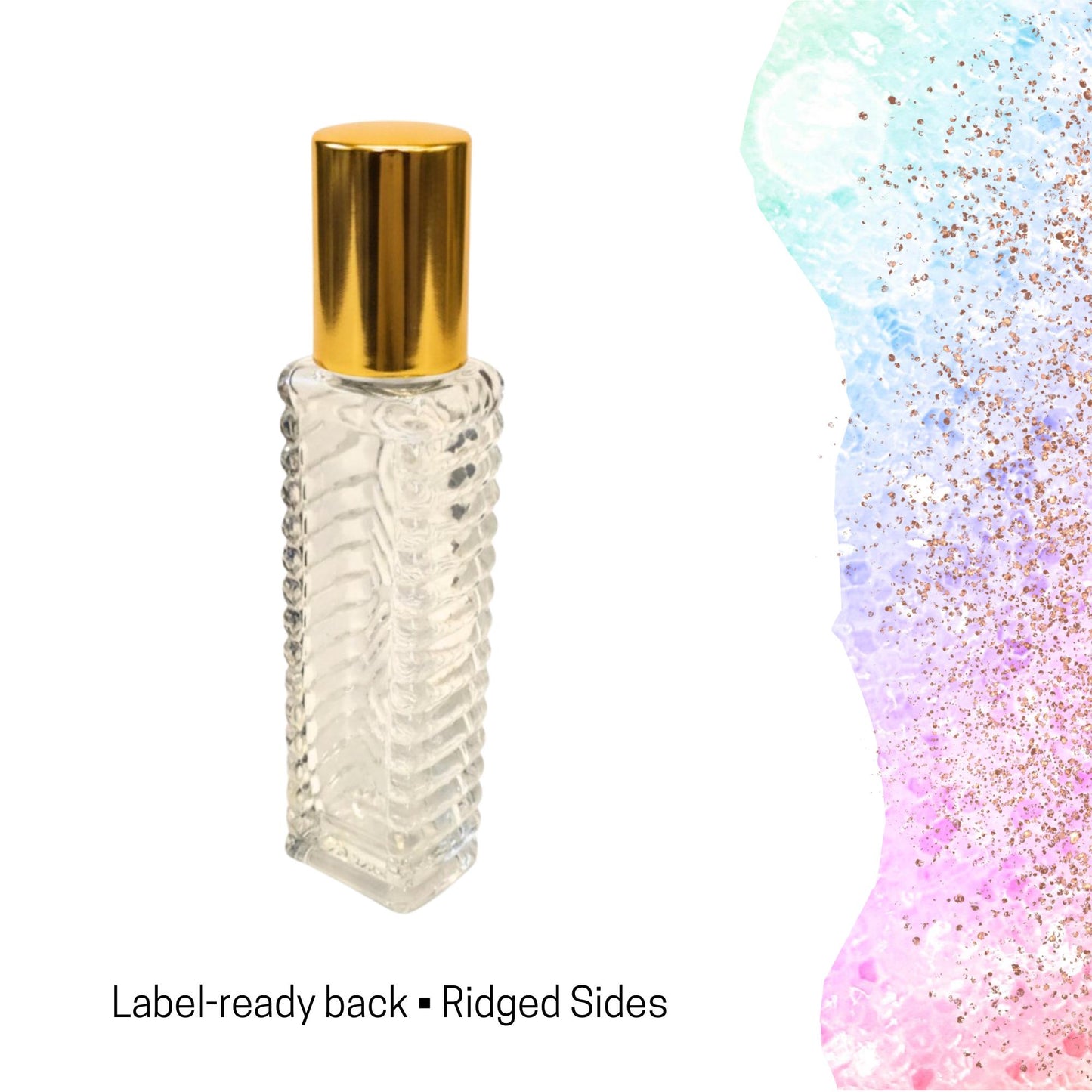 Diamond Pattern Clear Glass Roller Bottle • 15ml Essential Oil Roller • Stainless Rollerball • Signature Shapes • Refillable