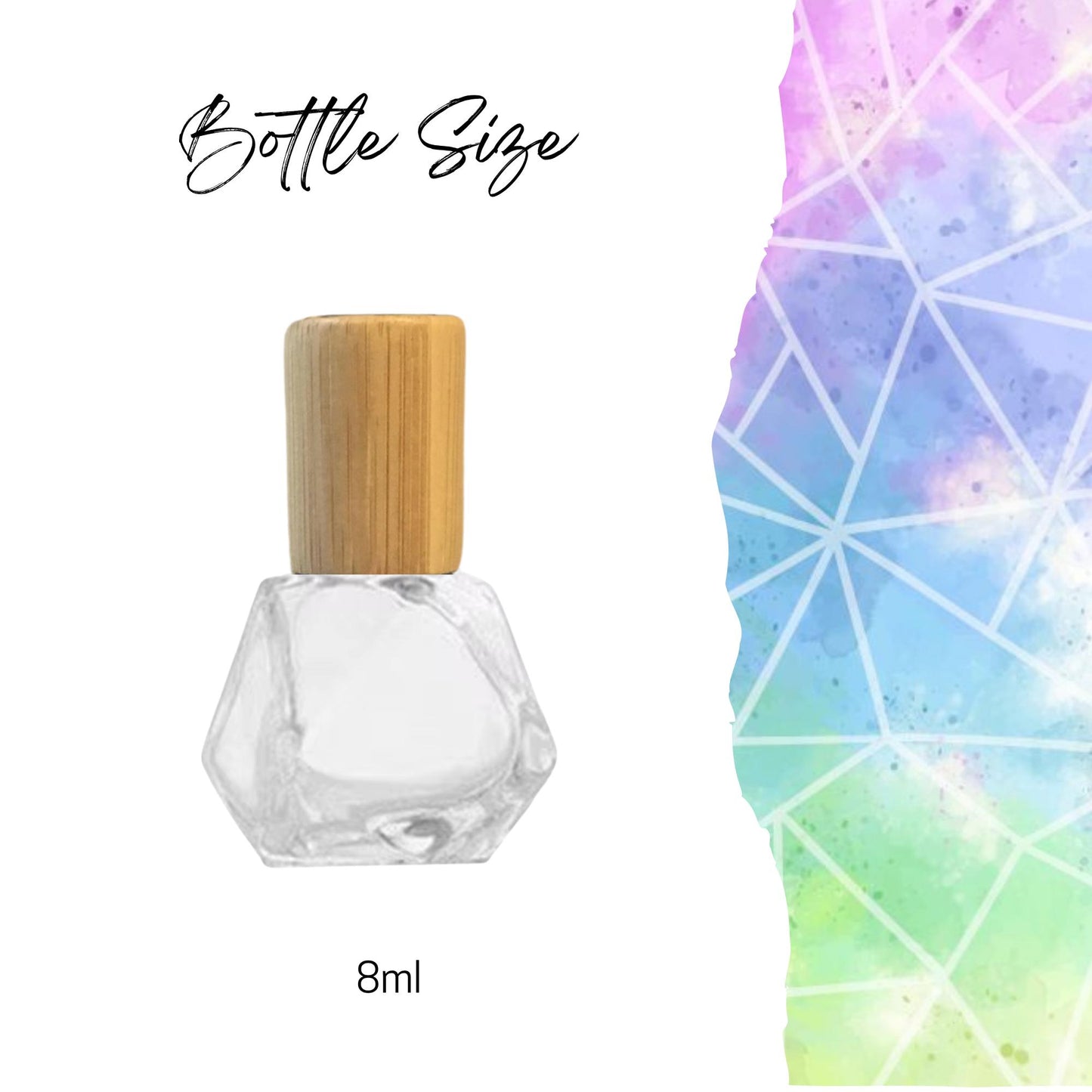 Geometric Shape Clear Glass Roller Bottle with Bamboo Cap • 15ml Essential Oil Roller • Stainless Rollerball • Signature Shapes • Refillable