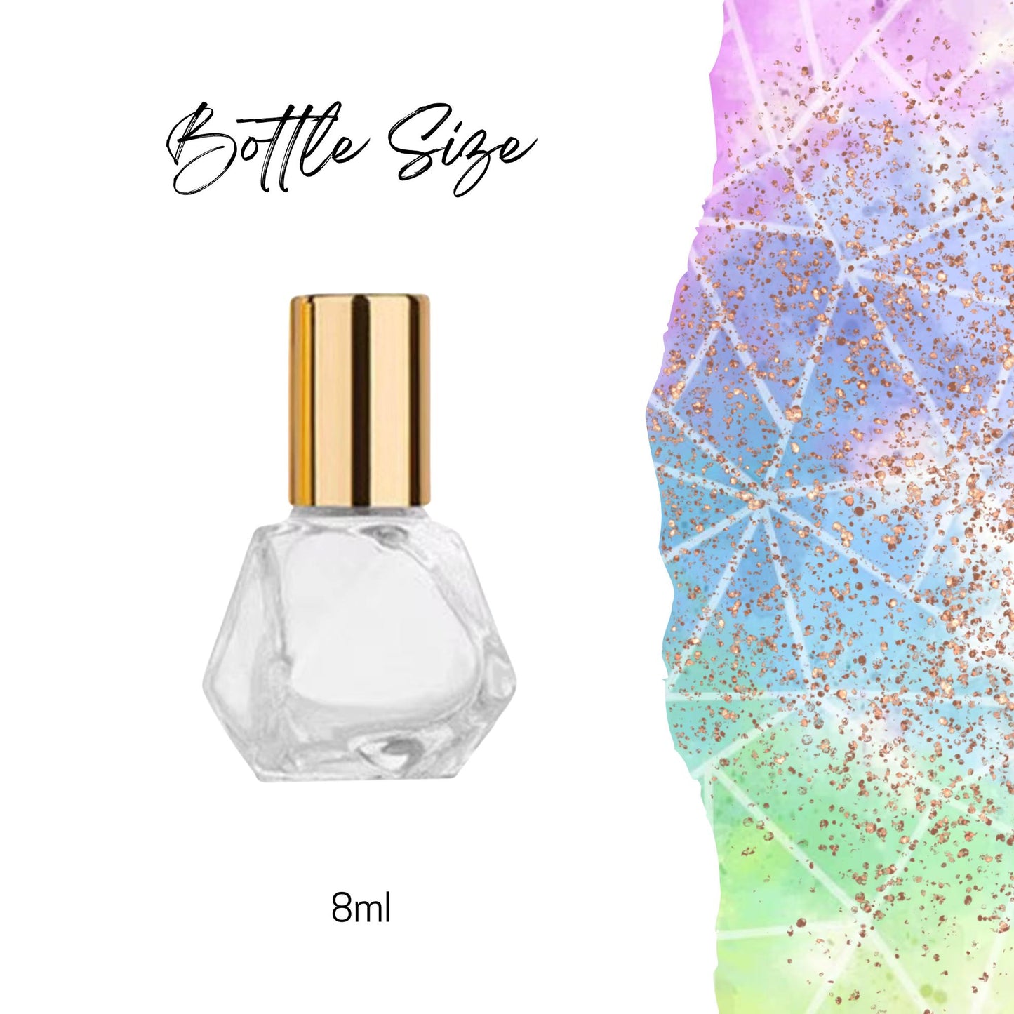 Geometric Shape Clear Glass Roller Bottle • 15ml Essential Oil Roller • Stainless Rollerball • Signature Shapes • Refillable