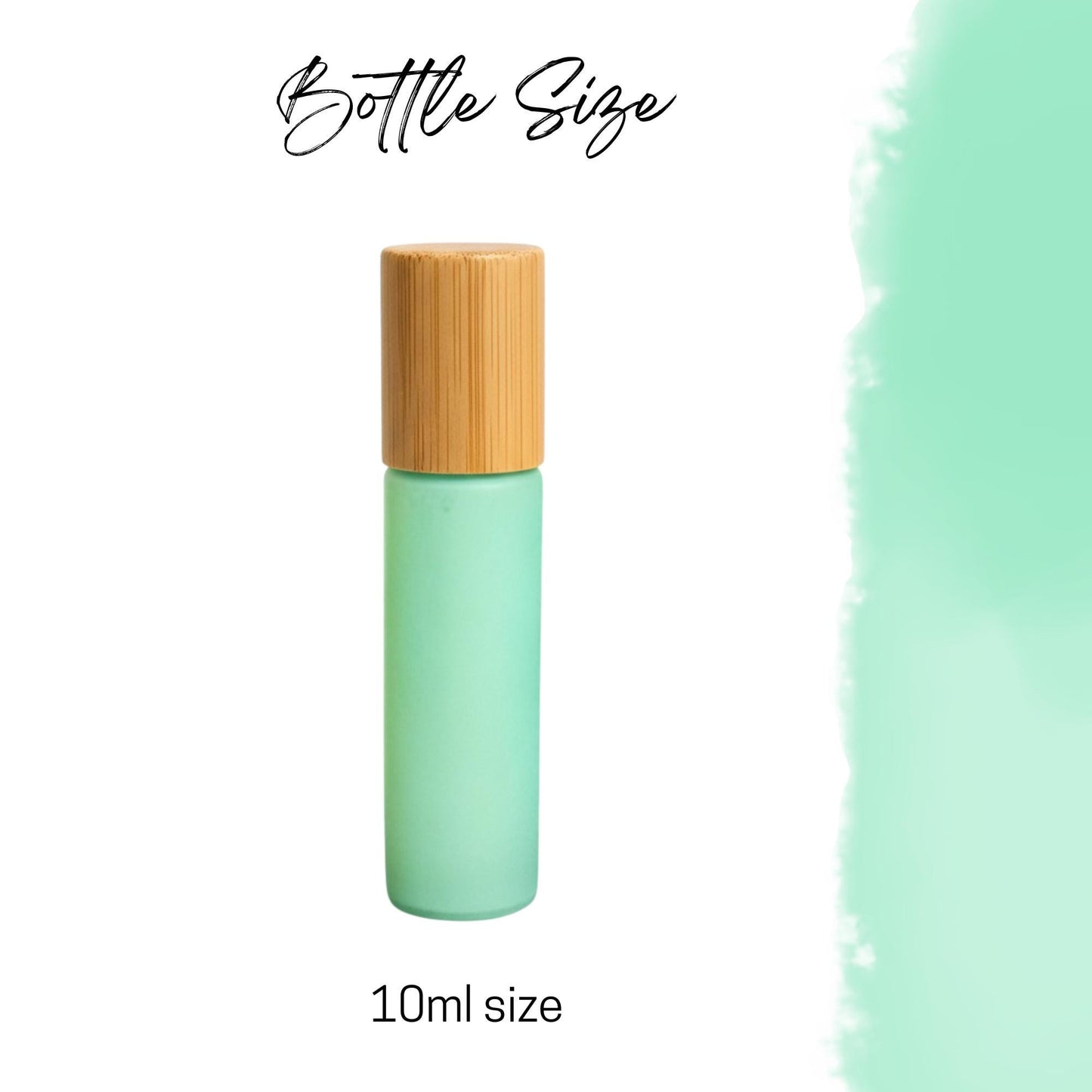 Matte Mint Green Glass Roller Bottle with Bamboo Cap • 10ml Essential Oil Roller • Glass or Stainless Rollerball • Refillable