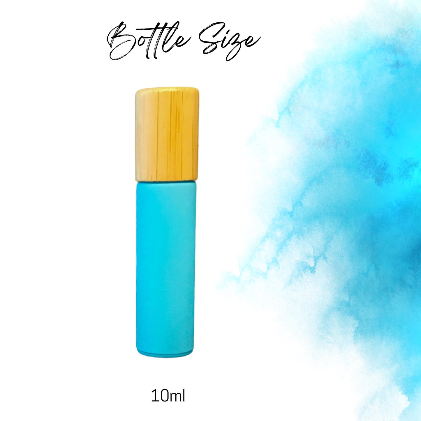 Matte Turquoise Glass Roller Bottle with Bamboo Cap • 10ml Essential Oil Roller • Glass or Stainless Rollerball • Refillable