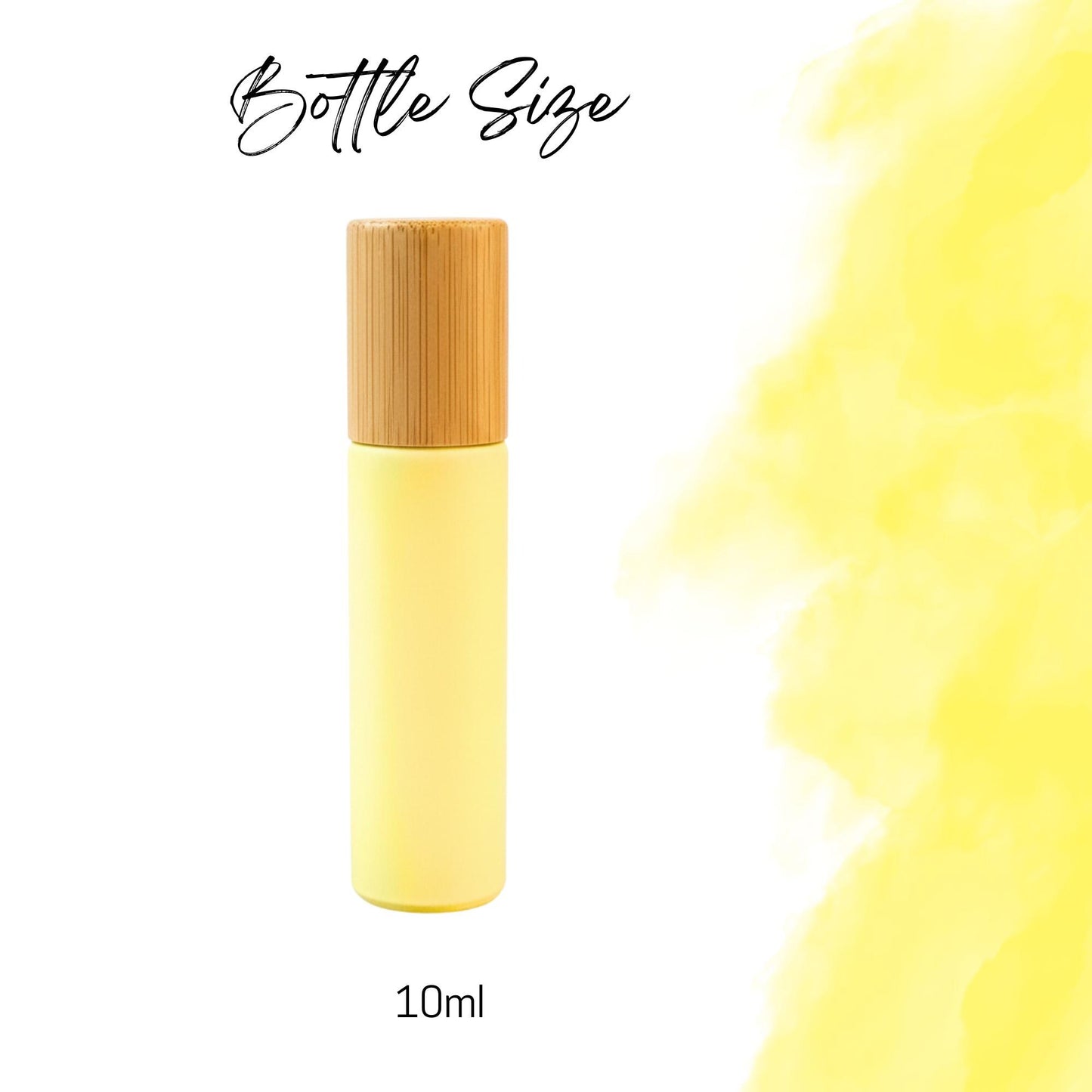 Matte Yellow Glass Roller Bottle with Bamboo Cap • 10ml Essential Oil Roller • Glass or Stainless Rollerball • Refillable