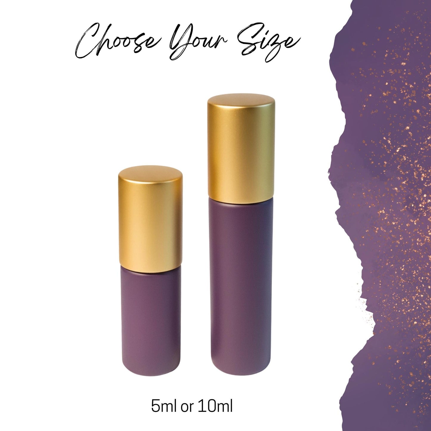 Sunset Purple Glass Roller Bottle • 5ml or 10ml Essential Oil Roller • Stainless or Glass Rollerball • Refillable • Single or Set Options