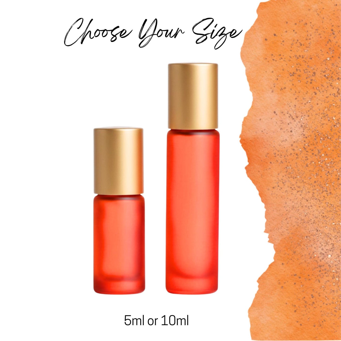 Frosted Orange Glass Roller Bottle • 5ml or 10ml Essential Oil Roller • Stainless or Glass Rollerball • Refillable • Single or Set Options