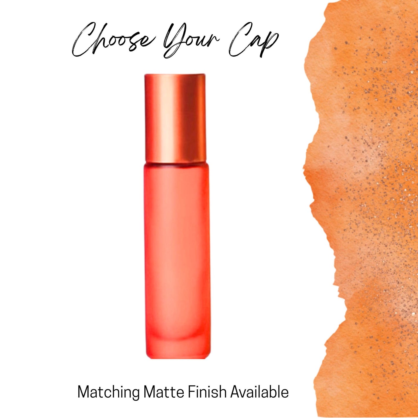 Frosted Orange Glass Roller Bottle • 5ml or 10ml Essential Oil Roller • Stainless or Glass Rollerball • Refillable • Single or Set Options