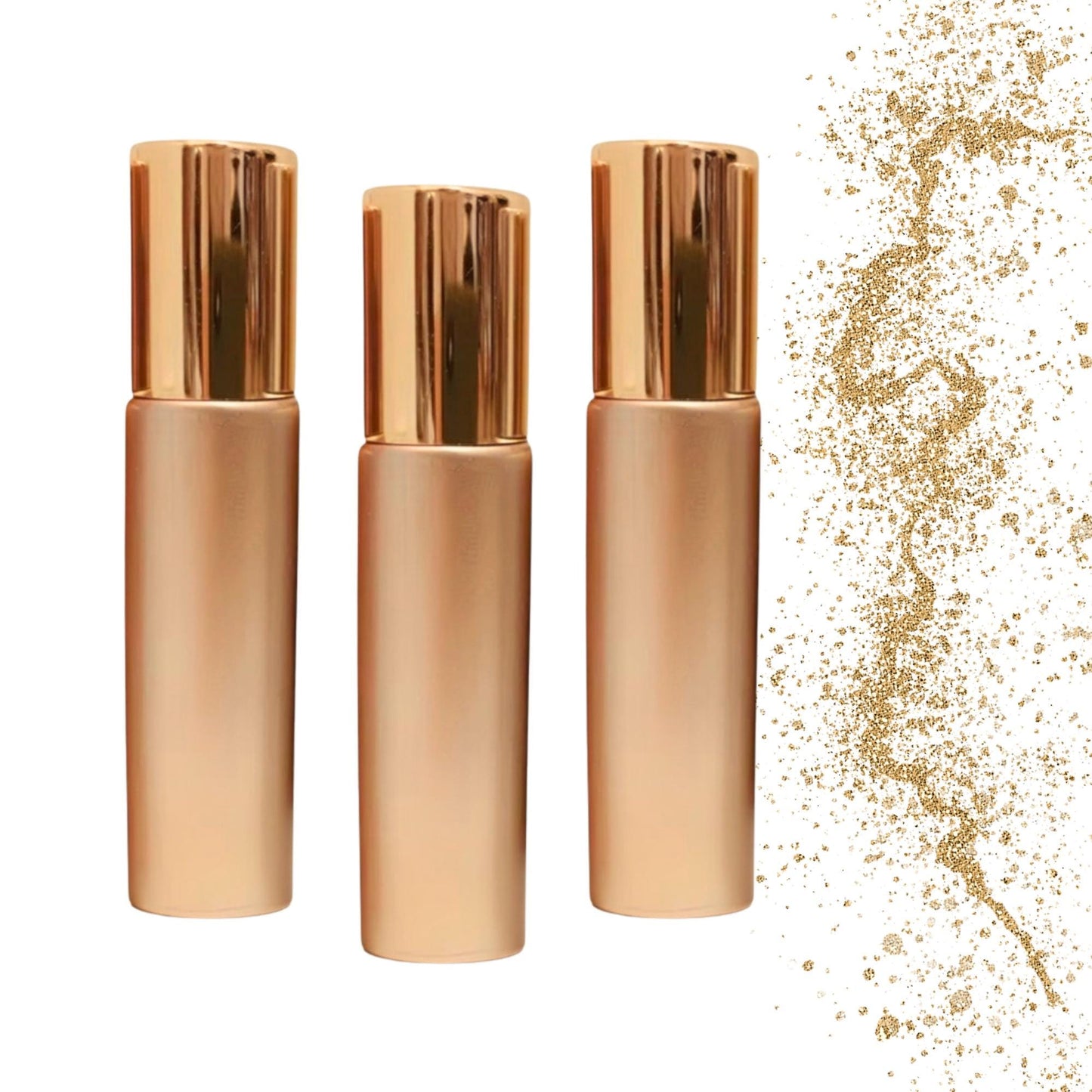 Soft Gold Gemstone Roller Bottle • 10ml Glass Essential Oil Bottle • 49 Crystal Rollerball Choices • Refillable Perfume Container