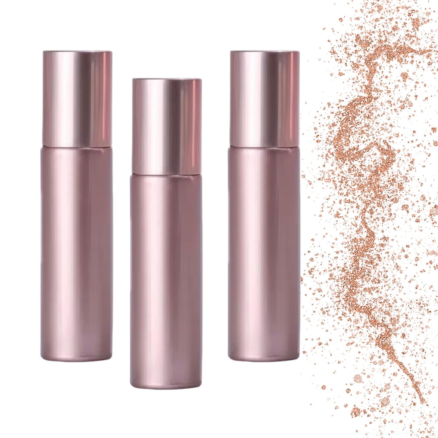 Soft Rose Gold Glass Roller Bottle • 10ml Essential Oil Roller • Stainless or Glass Rollerball • Refillable • Single or Set Options