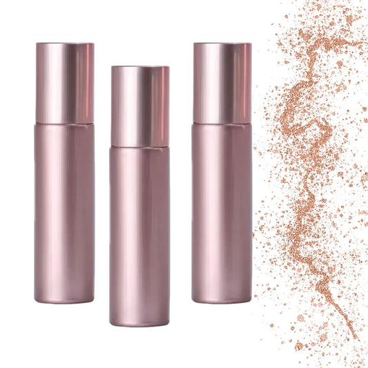 Soft Rose Gold Glass Roller Bottle • 10ml Essential Oil Roller • Stainless or Glass Rollerball • Refillable • Single or Set Options