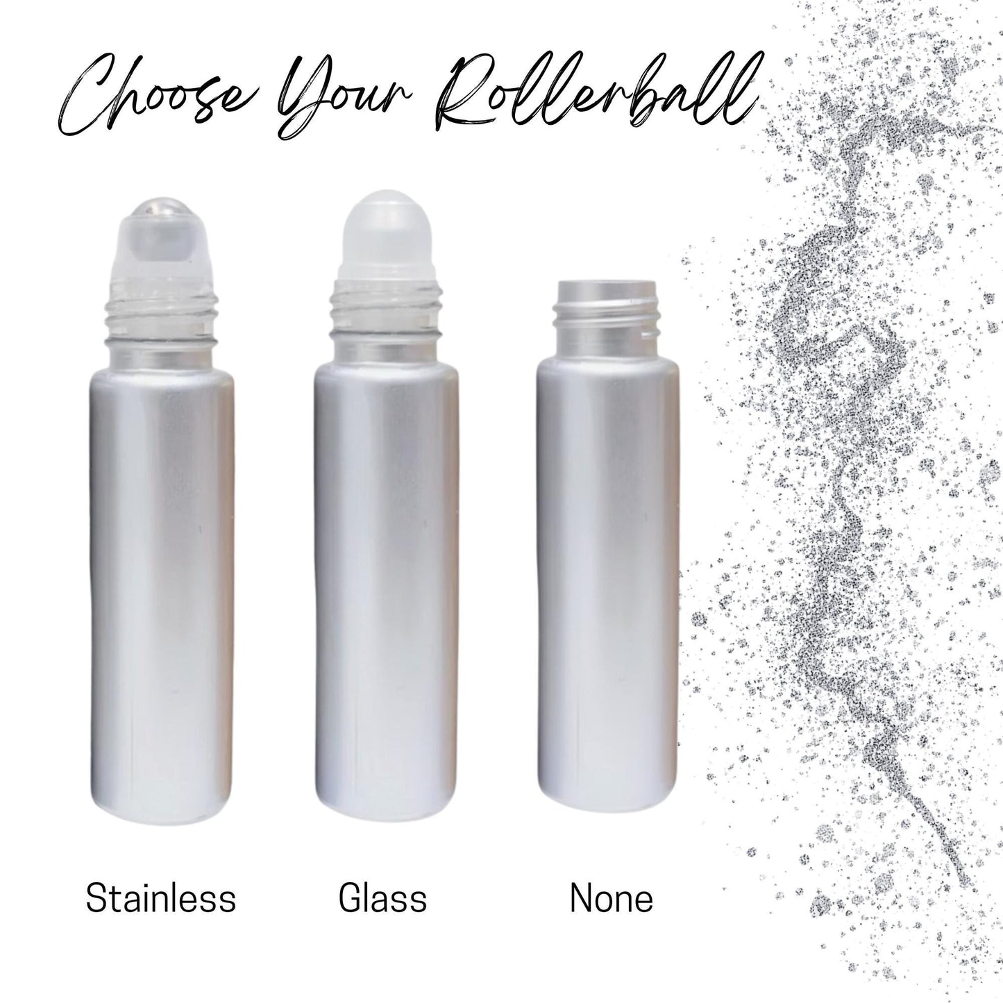 Soft Silver Glass Roller Bottle • 10ml Essential Oil Roller • Stainless or Glass Rollerball • Refillable • Single or Set Options