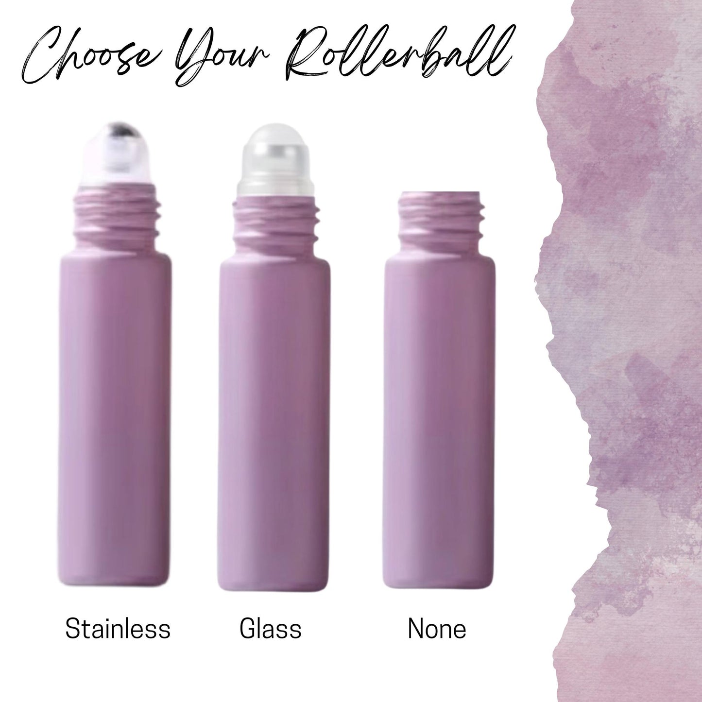 Meadow Plum Glass Roller Bottle with Bamboo Cap • 5ml or 10ml Essential Oil Roller • Glass or Stainless Rollerball • Refillable