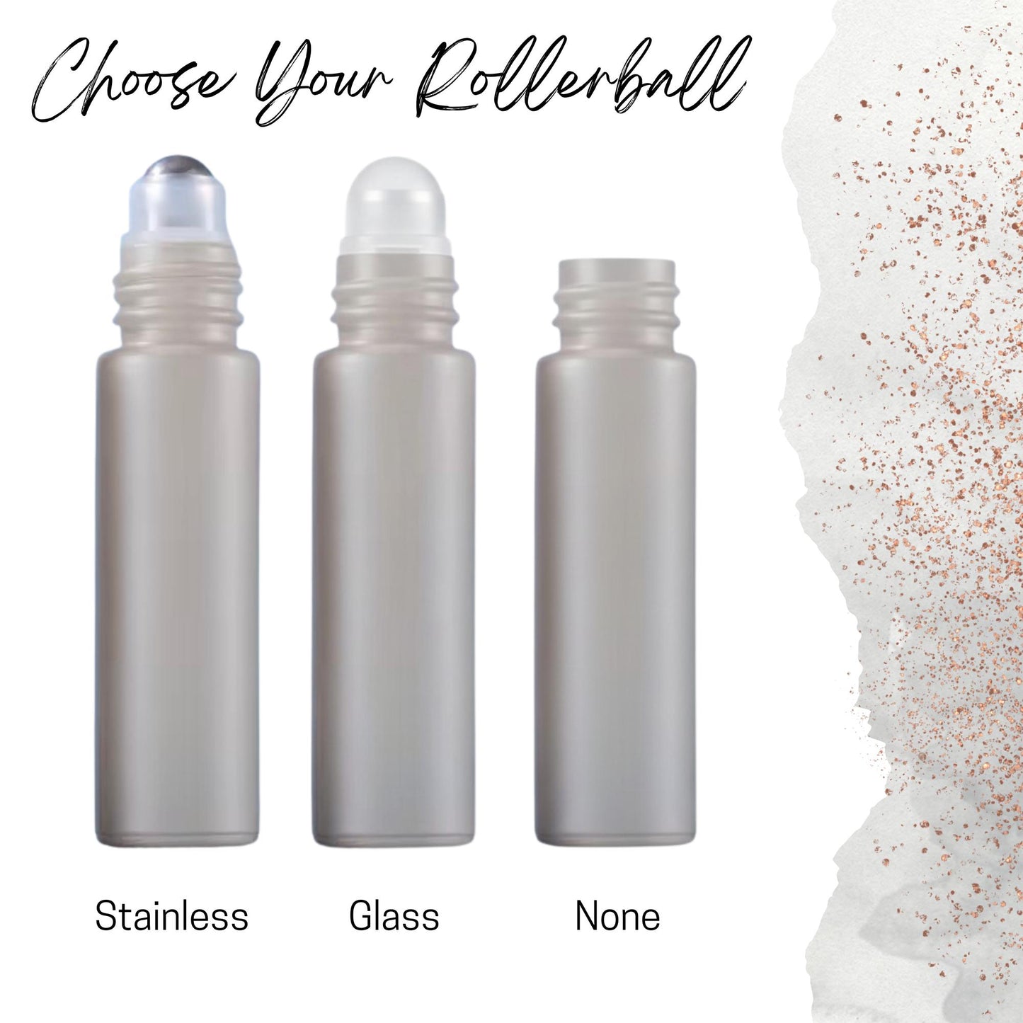 Mountain Gray Glass Roller Bottle • 5ml or 10ml Essential Oil Roller • Stainless or Glass Rollerball • Refillable • Single or Set Options