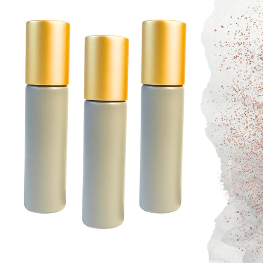 Mountain Gray Glass Roller Bottle • 5ml or 10ml Essential Oil Roller • Stainless or Glass Rollerball • Refillable • Single or Set Options