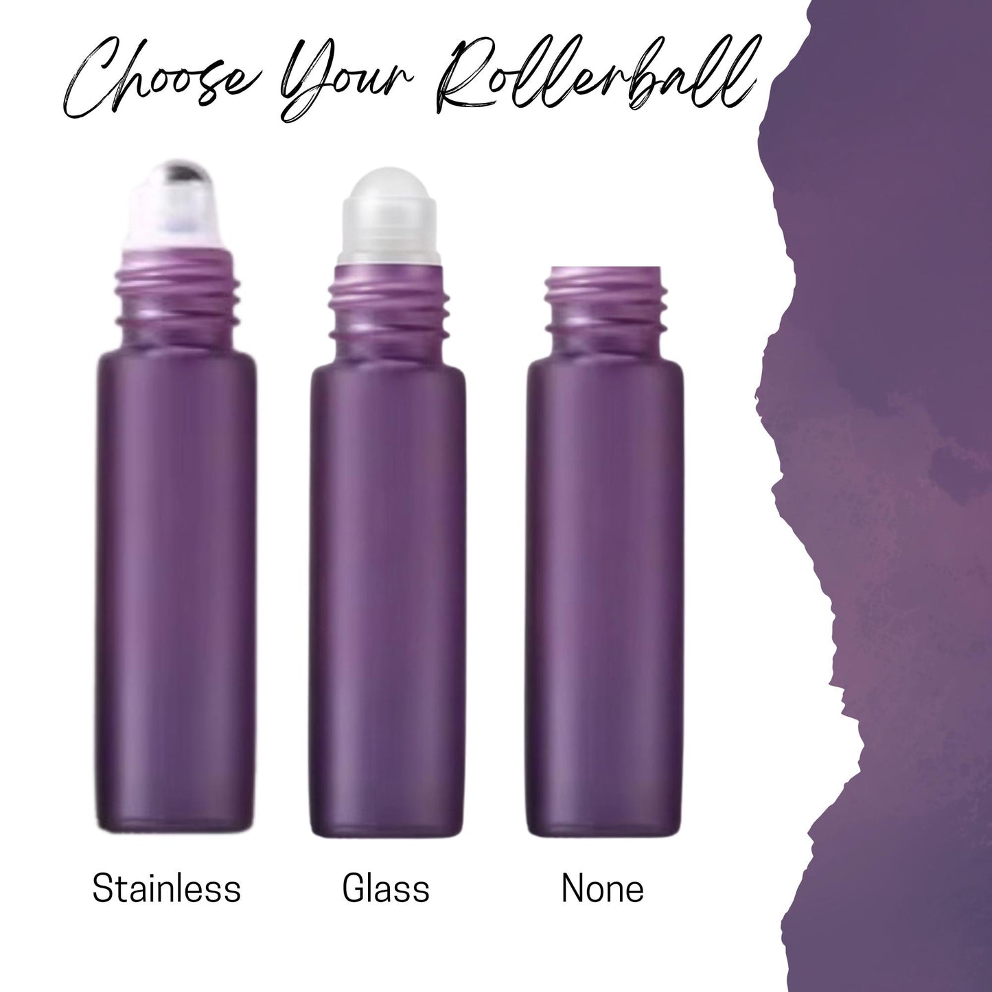 Sunset Purple Glass Roller Bottle with Bamboo Cap • 5ml or 10ml Essential Oil Roller • Glass or Stainless Rollerball • Refillable
