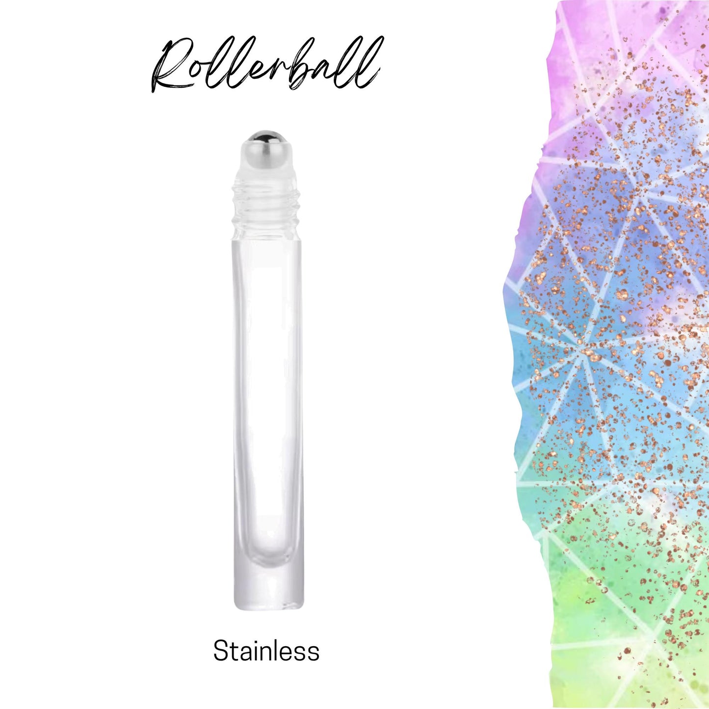 Tall Round Clear Glass Roller Bottle • 10ml Essential Oil Roller • Stainless Rollerball • Signature Shapes • Refillable