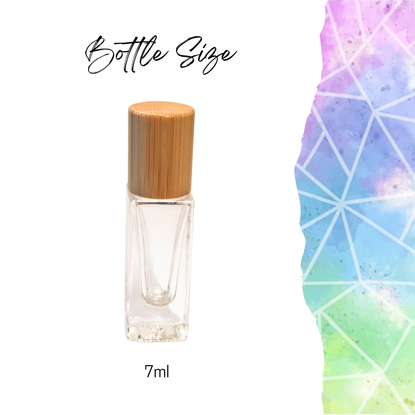 Short Square Clear Glass Roller Bottle with Bamboo Cap • 7ml Essential Oil Roller • Stainless Rollerball • Signature Shapes • Refillable