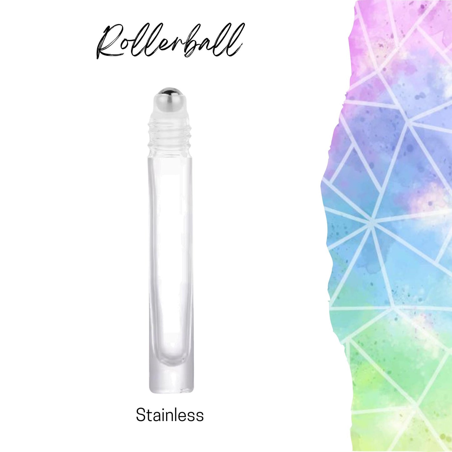 Tall Round Clear Glass Roller Bottle with Bamboo Cap • 10ml Essential Oil Roller • Stainless Rollerball • Signature Shapes • Refillable