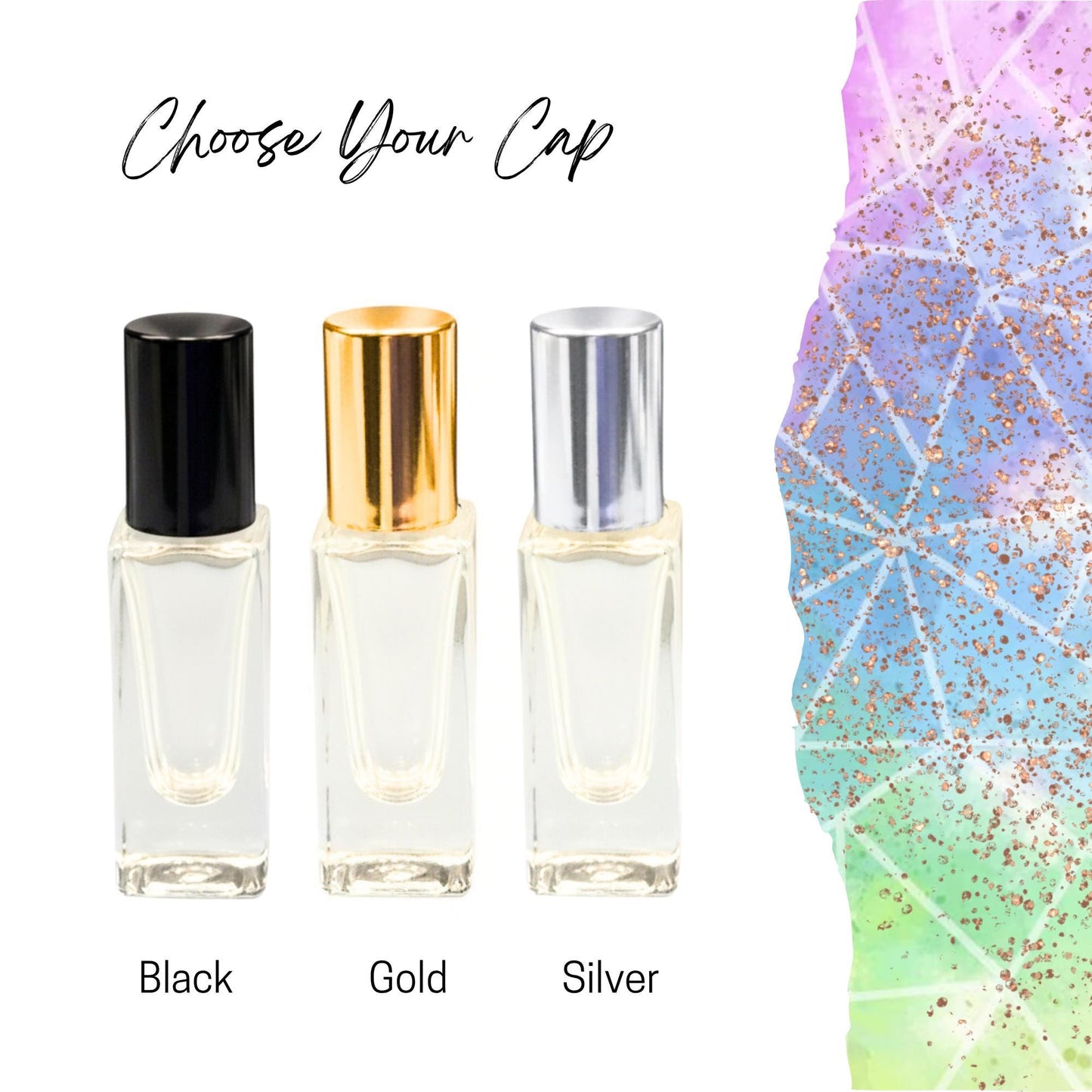 Short Square Clear Glass Roller Bottle • 7ml Essential Oil Roller • Stainless Rollerball • Signature Shapes • Refillable