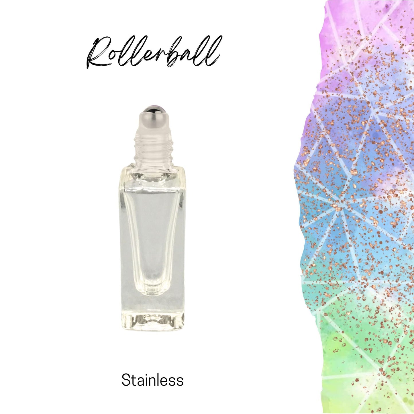 Short Square Clear Glass Roller Bottle with Bamboo Cap • 7ml Essential Oil Roller • Stainless Rollerball • Signature Shapes • Refillable