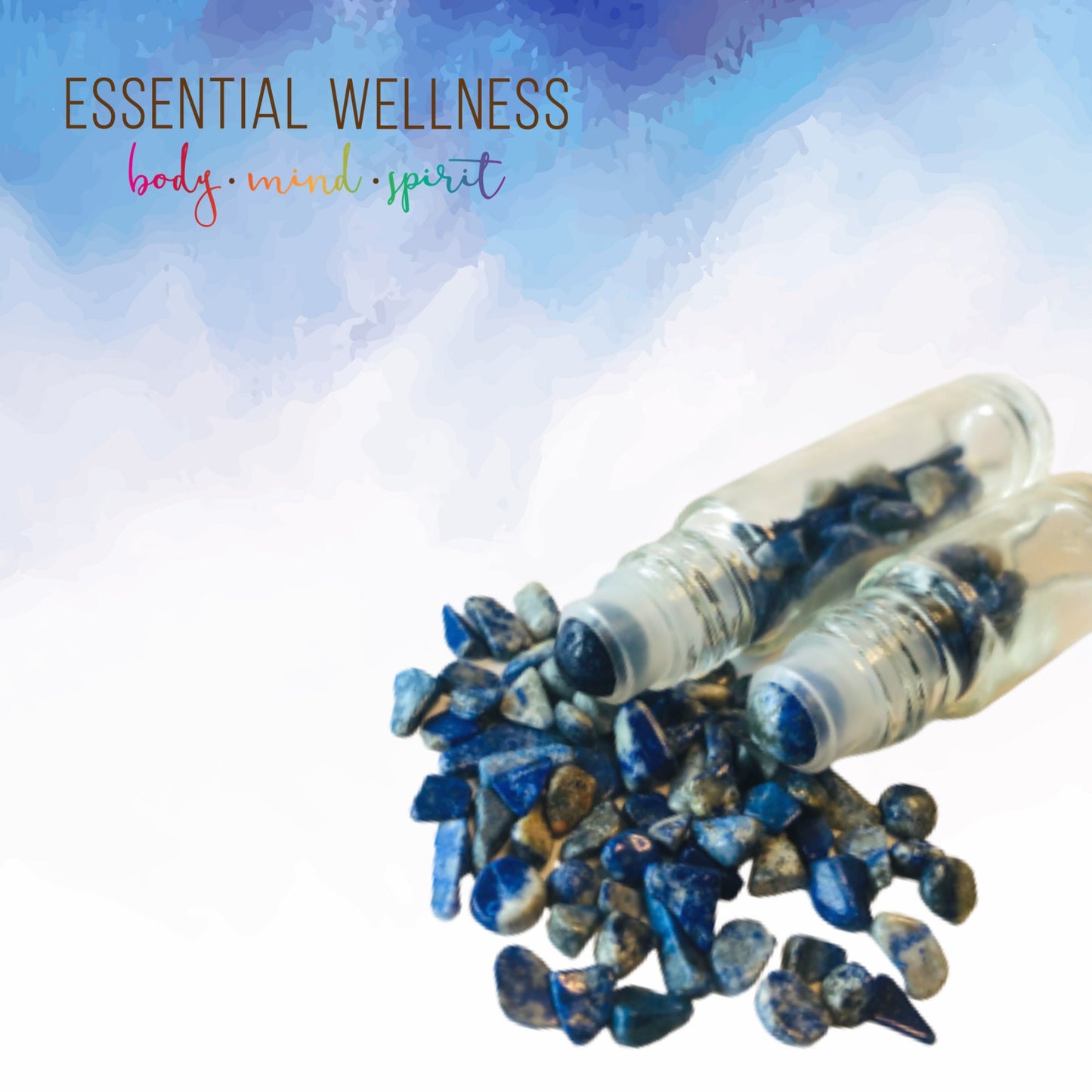 LAPIS LAZULI Gemstone Crystal Roller Bottle 10 ml or 5 ml - Reiki Enhanced - Your Choice of Metal Cap Color