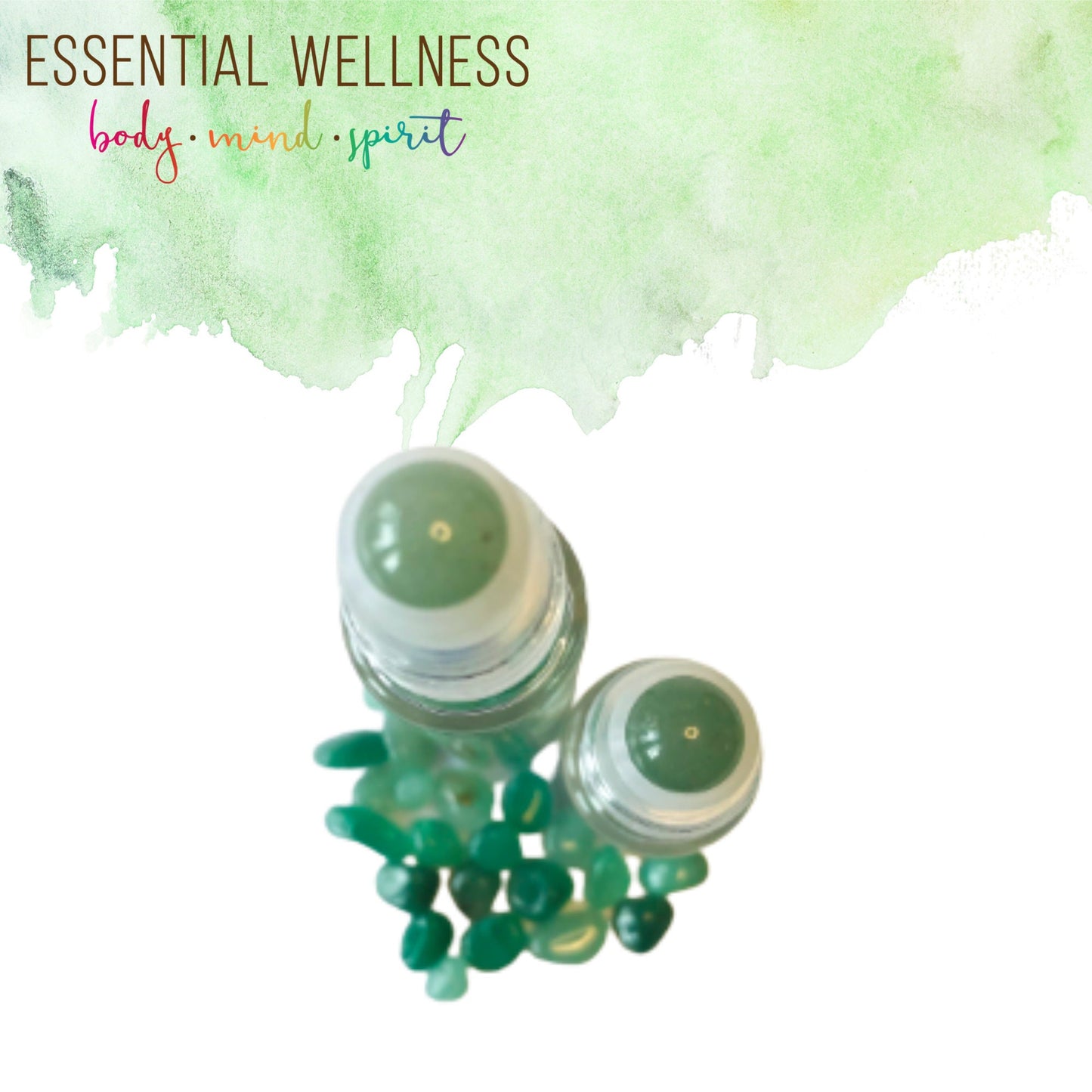 GREEN AVENTURINE Gemstone Crystal Roller Bottle 10 ml or 5 ml - Reiki Enhanced  - Your Choice of Metal Cap Color