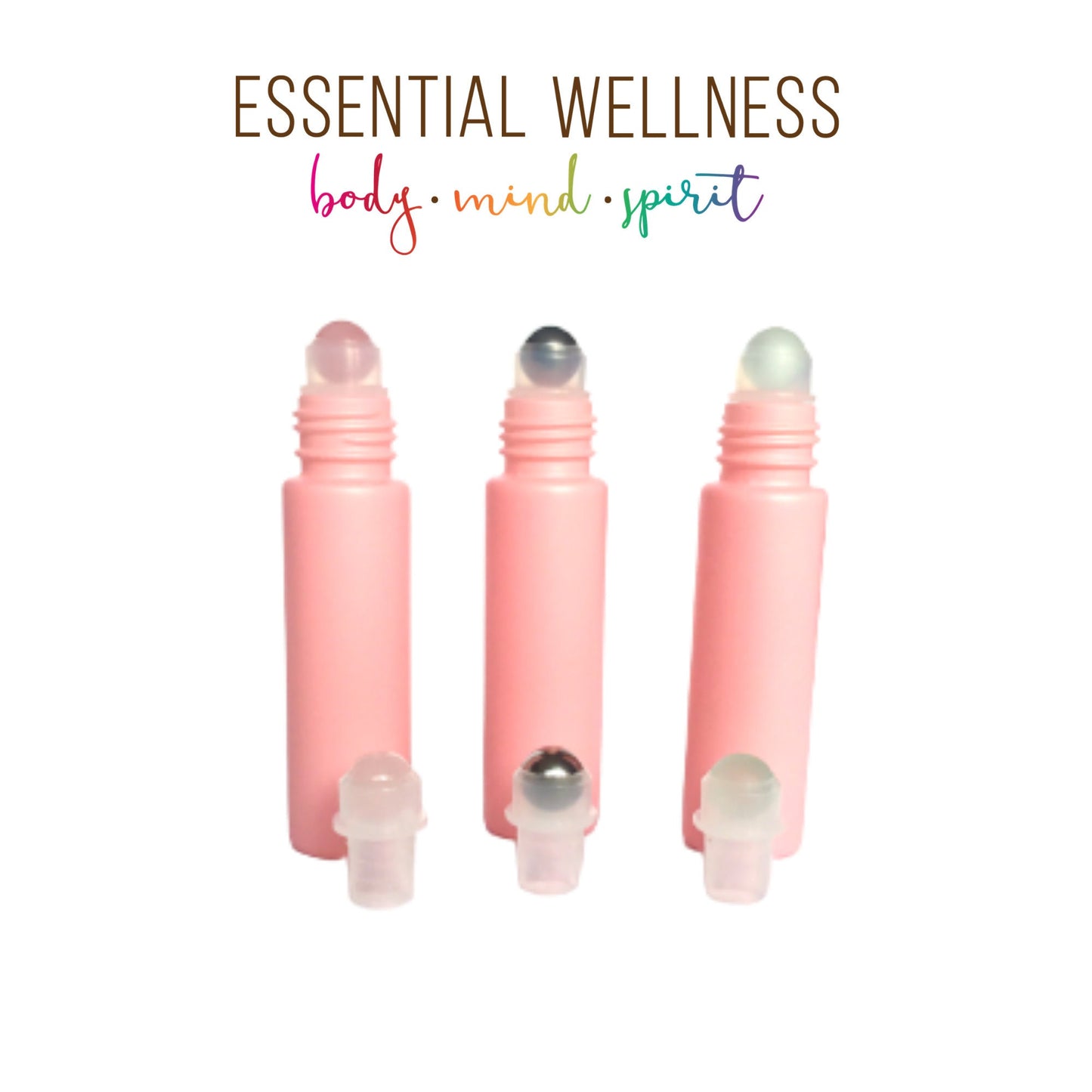 BRIGHT PINK Roller Bottles with Bamboo Cap - Single or Sets - 10 ml Matte Glass Roll On - Choice Gemstone, Stainless or Glass Rollerball