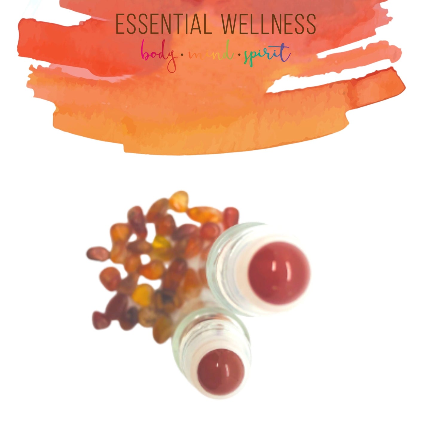 CARNELIAN Gemstone Crystal Roller Bottle 10 ml or 5 ml - Reiki Enhanced  - Your Choice of Metal Cap Color