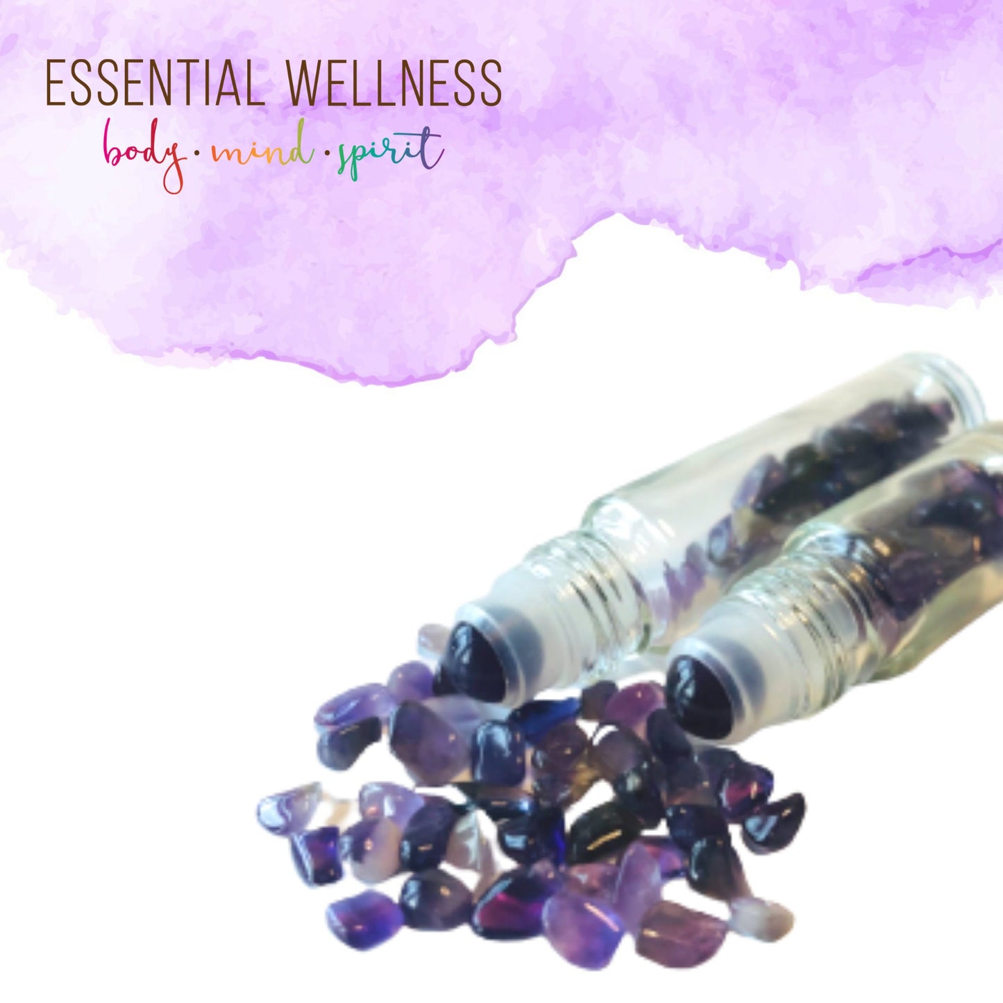 AMETHYST Gemstone Crystal Roller Bottle 10 ml or 5 ml - Reiki Enhanced - Your Choice of Metal Cap Color