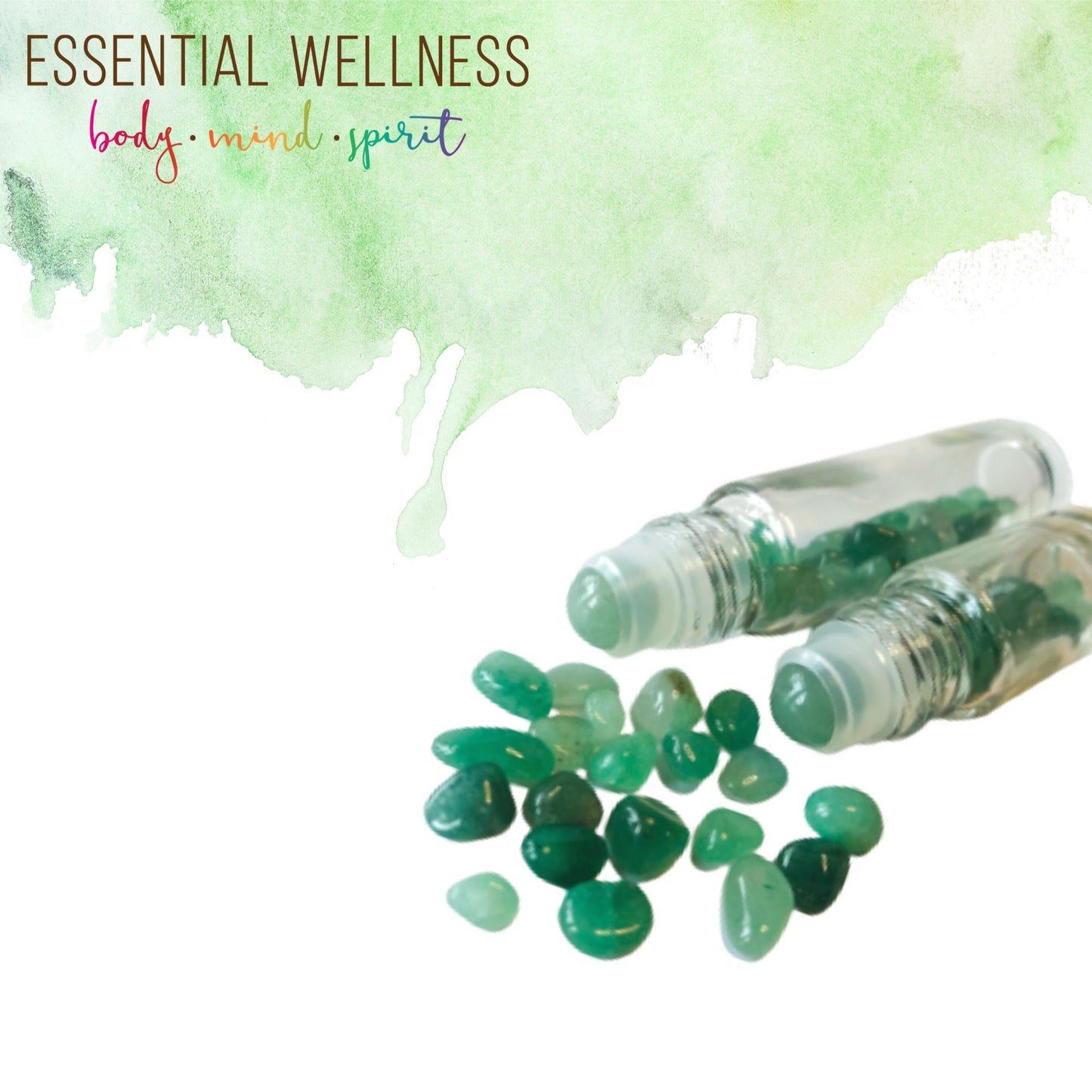 GREEN AVENTURINE Gemstone Crystal Roller Bottle 10 ml or 5 ml - Reiki Enhanced  - Your Choice of Metal Cap Color