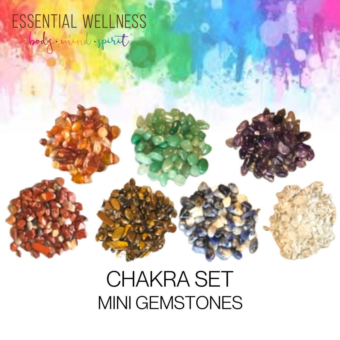 CHAKRA Crystal Set, 1/4 to 8 oz Sets, Healing Crystals, Roller Bottle Chips, Chakra Chips, Mini Gemstone Chips, Orgonite, Resin, Candles