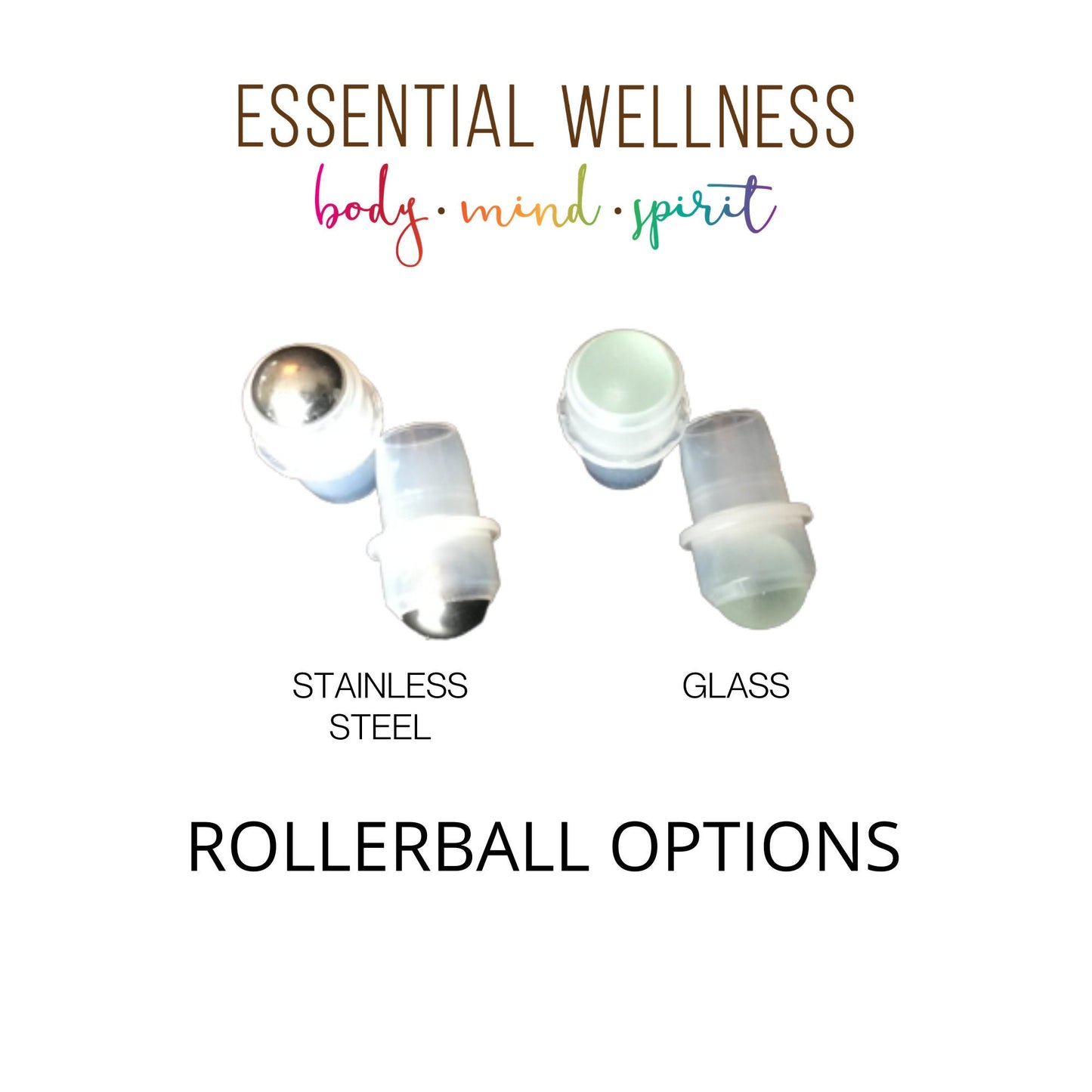 CHAKRA Set - Matte White 10 ml Glass Roller Bottles  for Essential Oils - Gemstone Crystal Rollerball Option - Metaphysical