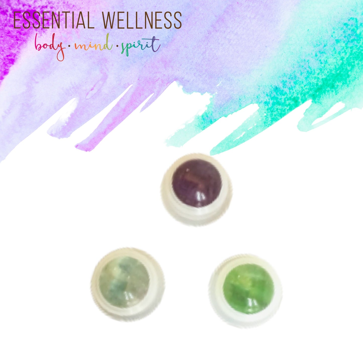 RAINBOW FLUORITE Rollerball - 1 or Sets - Gemstone Roller Ball - Crystal Roller Ball - Rollerball Insert - Roller Bottle Top