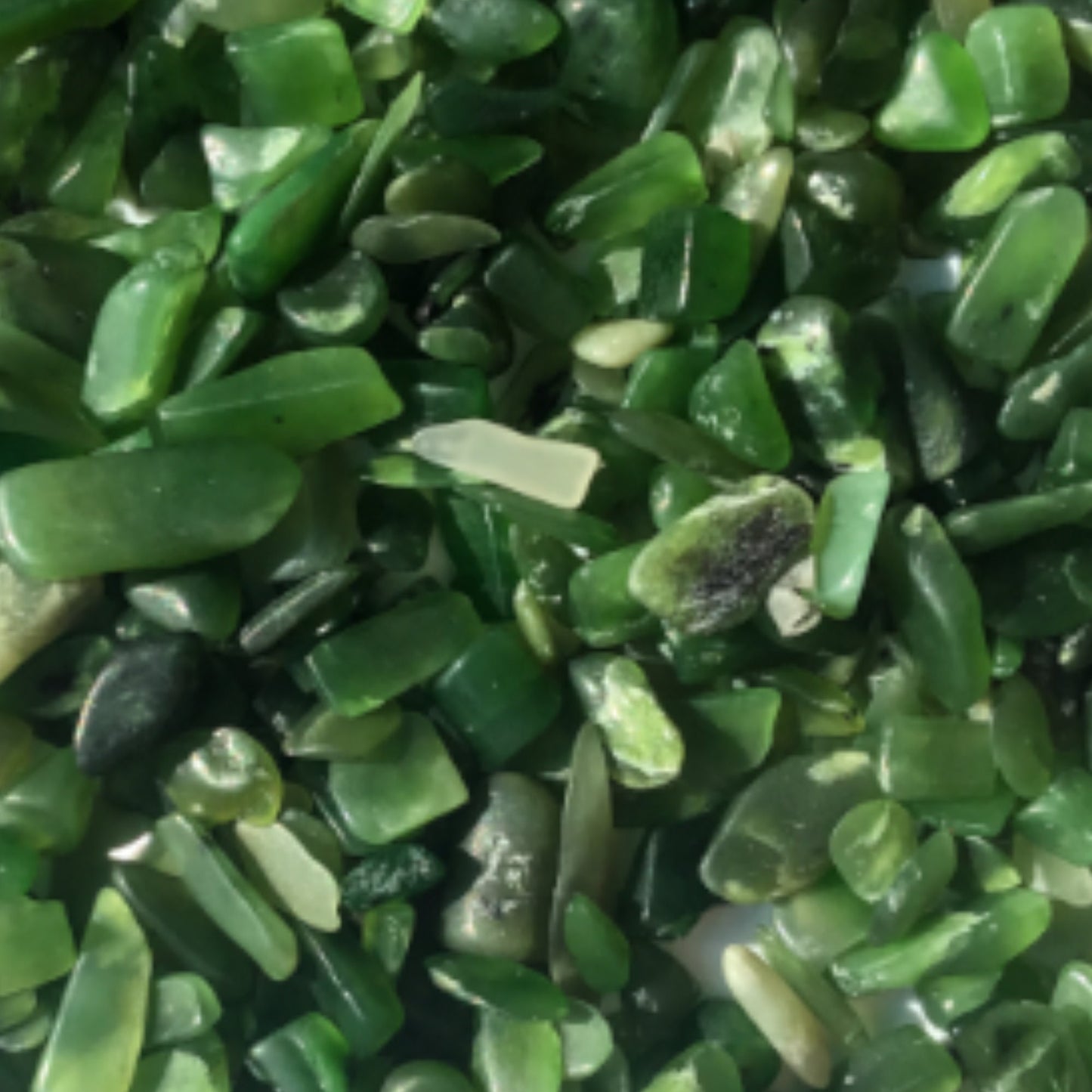 GREEN JADE Chips - 3-9mm - 1, 2, 4, 8 oz  - Crystal Chips - Gemstone Chips - Roller Bottle Chips - Healing Crystals - Arts & Crafts