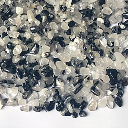 TOURMALINATED QUARTZ Chips - 3-7mm - 1, 2, 4, 8 oz - Crystal Chips - Gemstone Chips - Roller Bottle Chips - Healing Crystals - Arts & Crafts