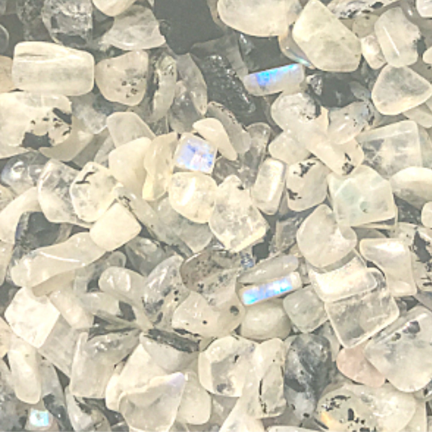 RAINBOW MOONSTONE Chips - 3-7mm - 1, 2, 4, 8 oz - Crystal Chips - Gemstone Chips - Roller Bottle Chips - Healing Crystals - Arts & Crafts