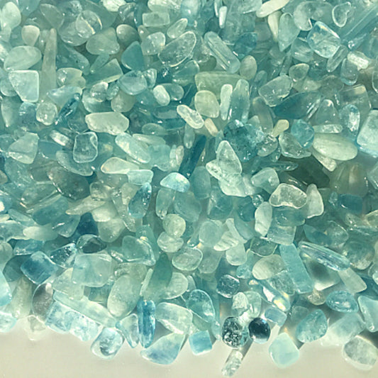 AQUAMARINE Chips - 3-9mm - 1, 2, 4, 8 oz - Crystal Chips - Gemstone Chips - Roller Bottle Chips - Healing Crystals - Arts & Crafts