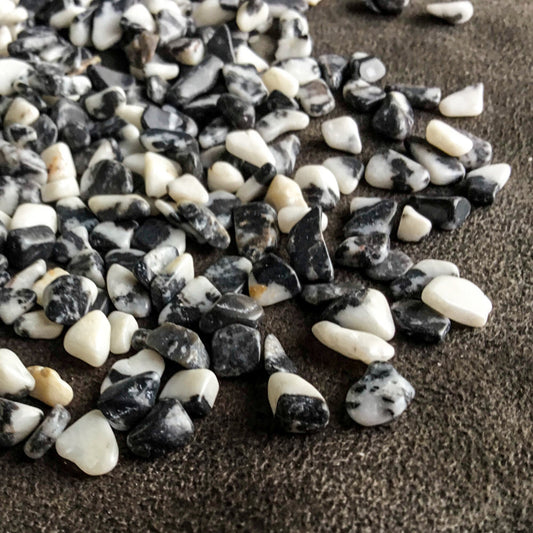 ZEBRA STONE Chips - 3-7mm - 1 oz, 2 oz, 4 oz, 8 oz - Crystal Chips - Gemstone Chips - Roller Bottle Chips - Arts & Crafts