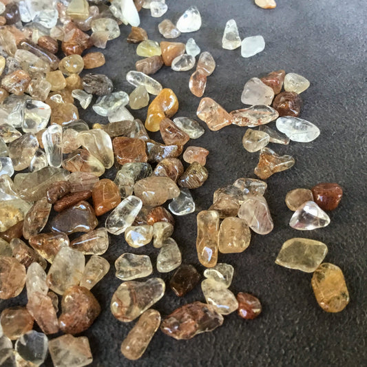 COPPER RUTILATED QUARTZ Chips - 3-7mm - 1, 2, 4, 8 oz - Crystal Chips - Roller Bottle Chips - Healing Crystals - Arts & Crafts