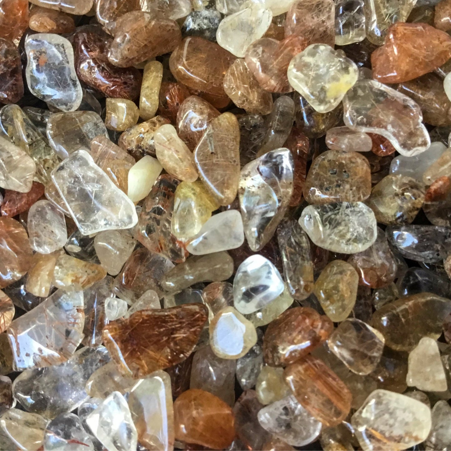 COPPER RUTILATED QUARTZ Chips - 3-7mm - 1, 2, 4, 8 oz - Crystal Chips - Roller Bottle Chips - Healing Crystals - Arts & Crafts